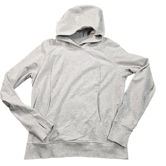 lululemon athletica Tops - Lululemon Hoodie Womens Medium Gray Thumbhole Fleece Pullover Sweatshirt Pockets